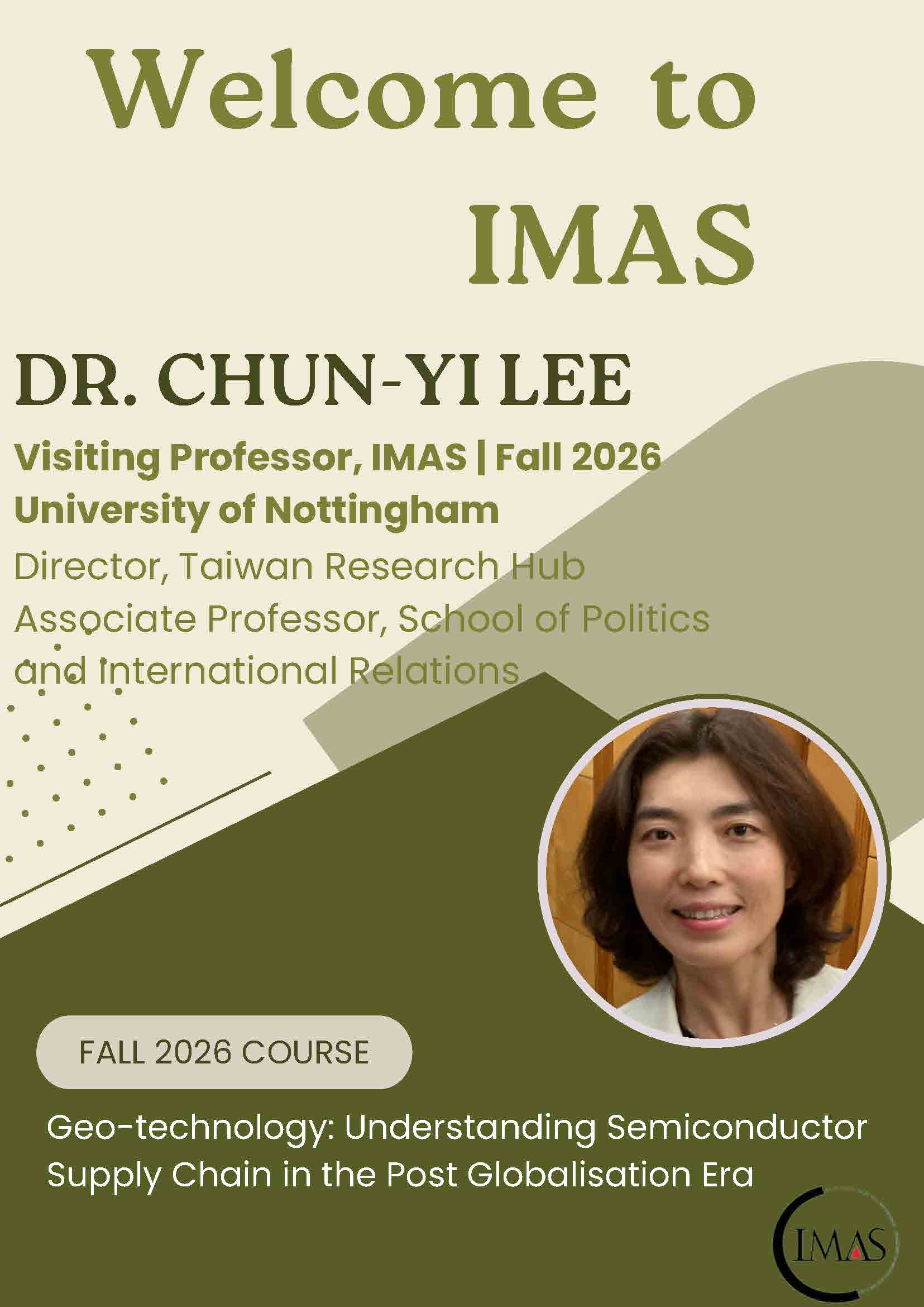 Welcome Dr. Chun-Yi Lee – Visiting Professor, Fall 2026